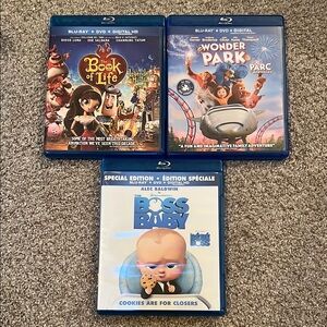 Kids Blu-ray Movie Collection: Book of Life, Wonder Park, Boss Baby